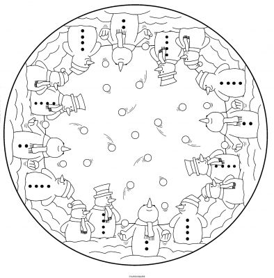 coloriage mandala bonhomme de neige